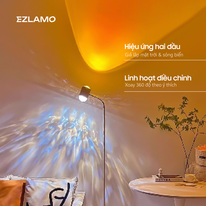 Đèn Sàn Romantic EZLAMO ELH01 - Đèn Tạo Hiệu Ứng Hoàng Hôn và Sóng Biển, Điều Chỉnh Màu Sắc, Chỉnh Góc 360 Độ